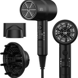 Hair Dryer with Diffuser, Blow Dryer for Women (Vader Black)